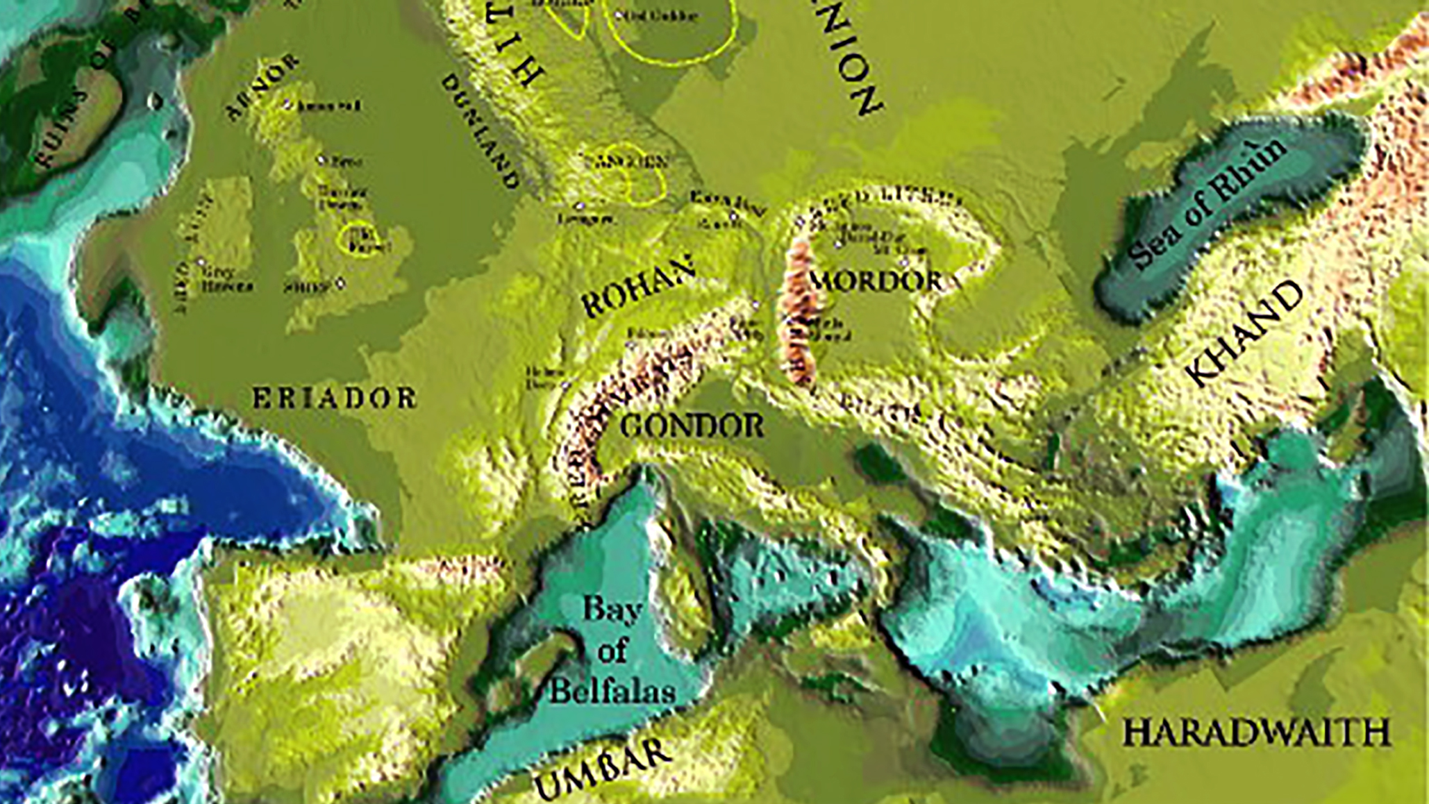 I created a Middle Earth map using terrain from real world Europe