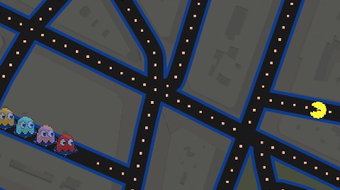 Play PAC-MAN on Google Maps view of Seattle