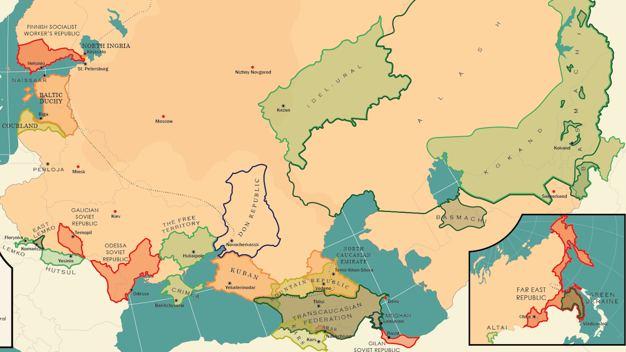 russian civil war map