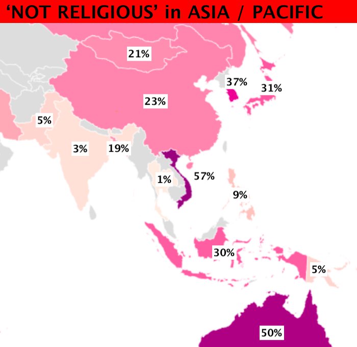 China and Europe stand out on world map of atheism - Big Think