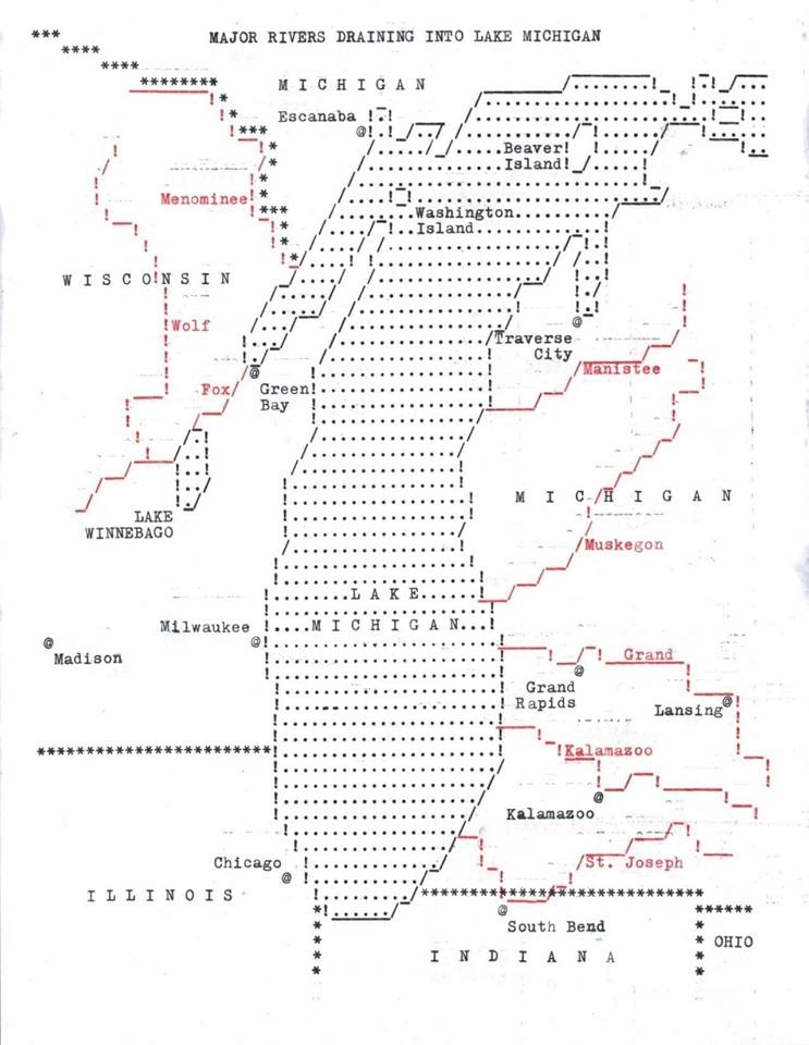 This Amazing Map Of Lake Michigan Was Made Entirely By Typewriter Big   18940056 