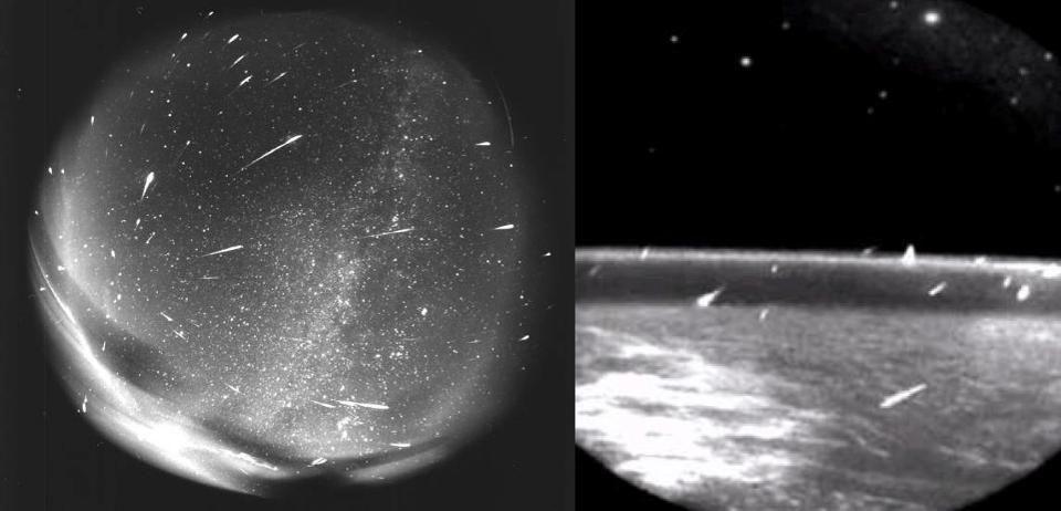 meteor shower from ground and space on Earth