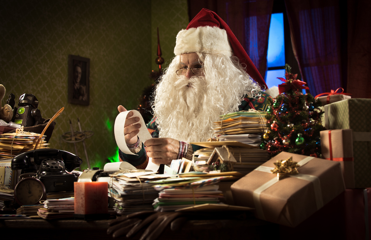 Santa Claus in his workshop