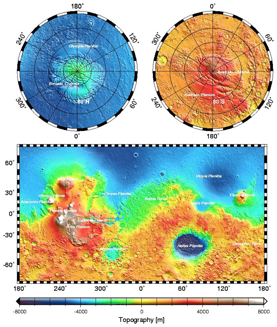 https specials images.forbesimg.com imageserve 60499daf9af4a417fac586e3 Topographic map of the surface of Mars from MOLA