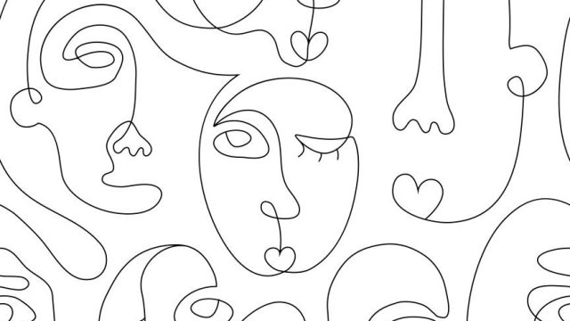 One-line drawings of people's faces