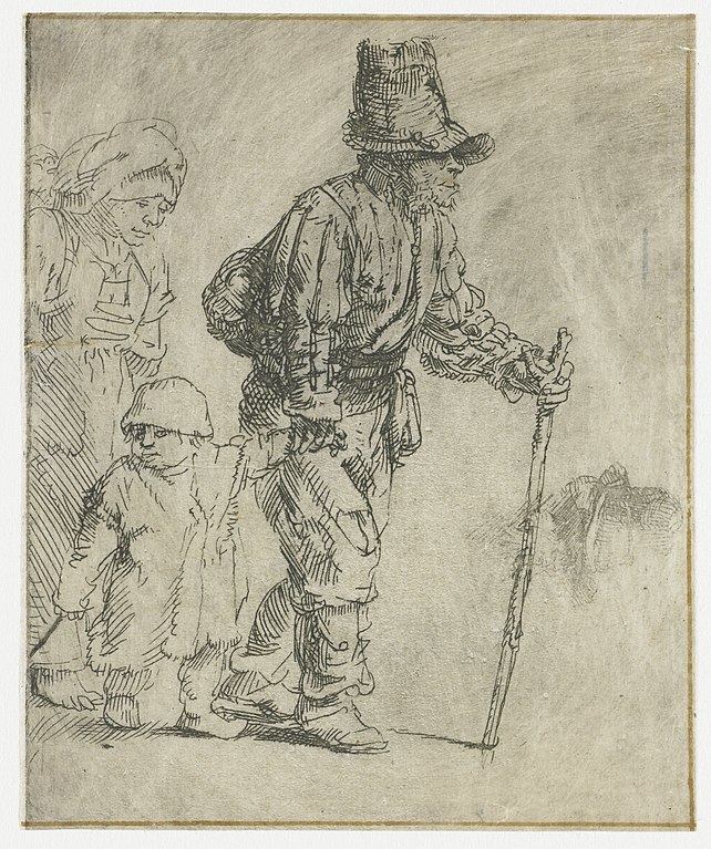 Rembrandt drawing of a peasant family