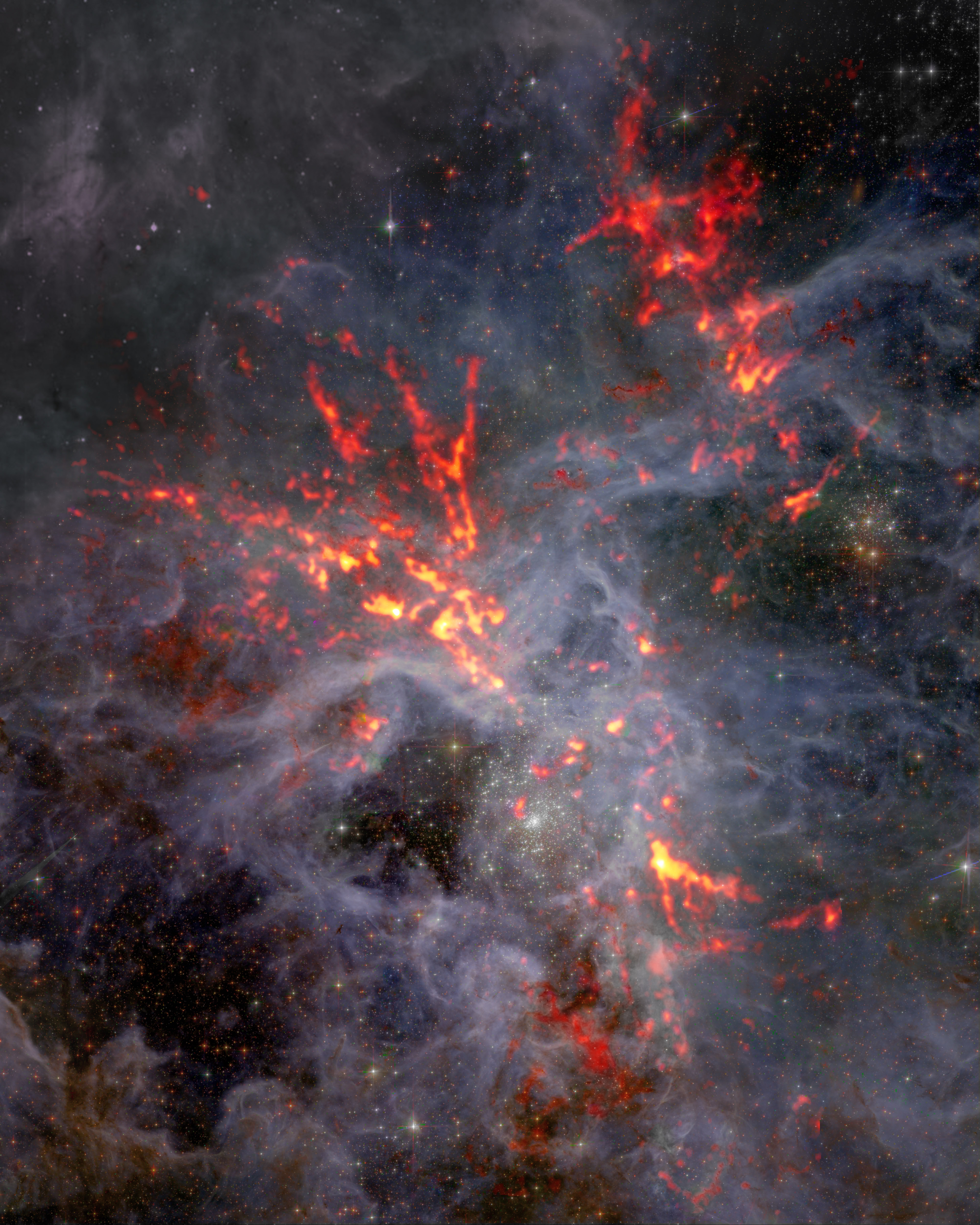 Nebula's Frozen Clouds at Heart of Violent Star Formation