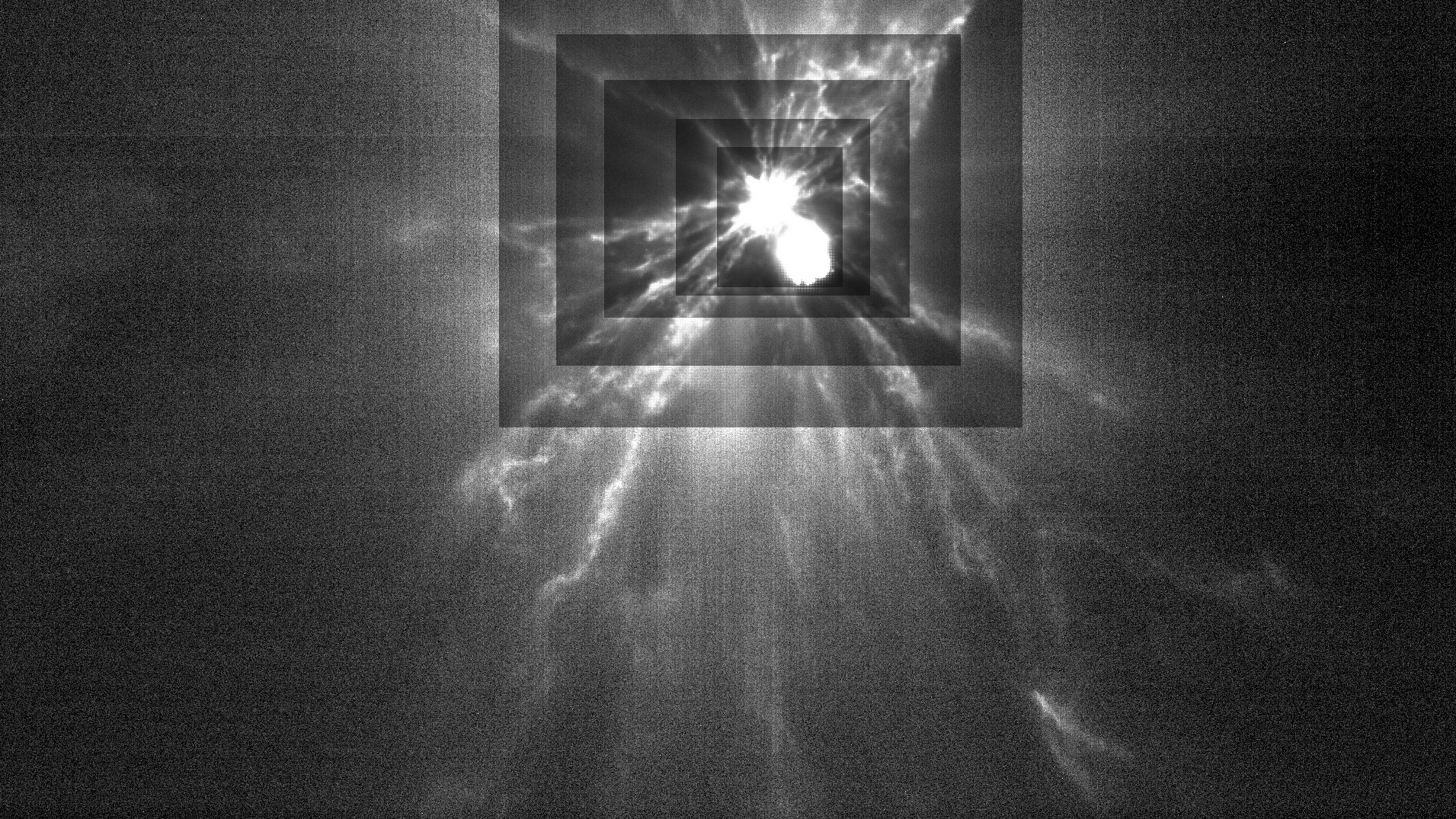 Enhanced photography of ejected plumes caused by DART’s impact on Dimorphos.