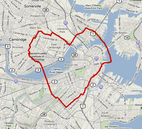 A traveler makes a heart-shaped walk around Boston