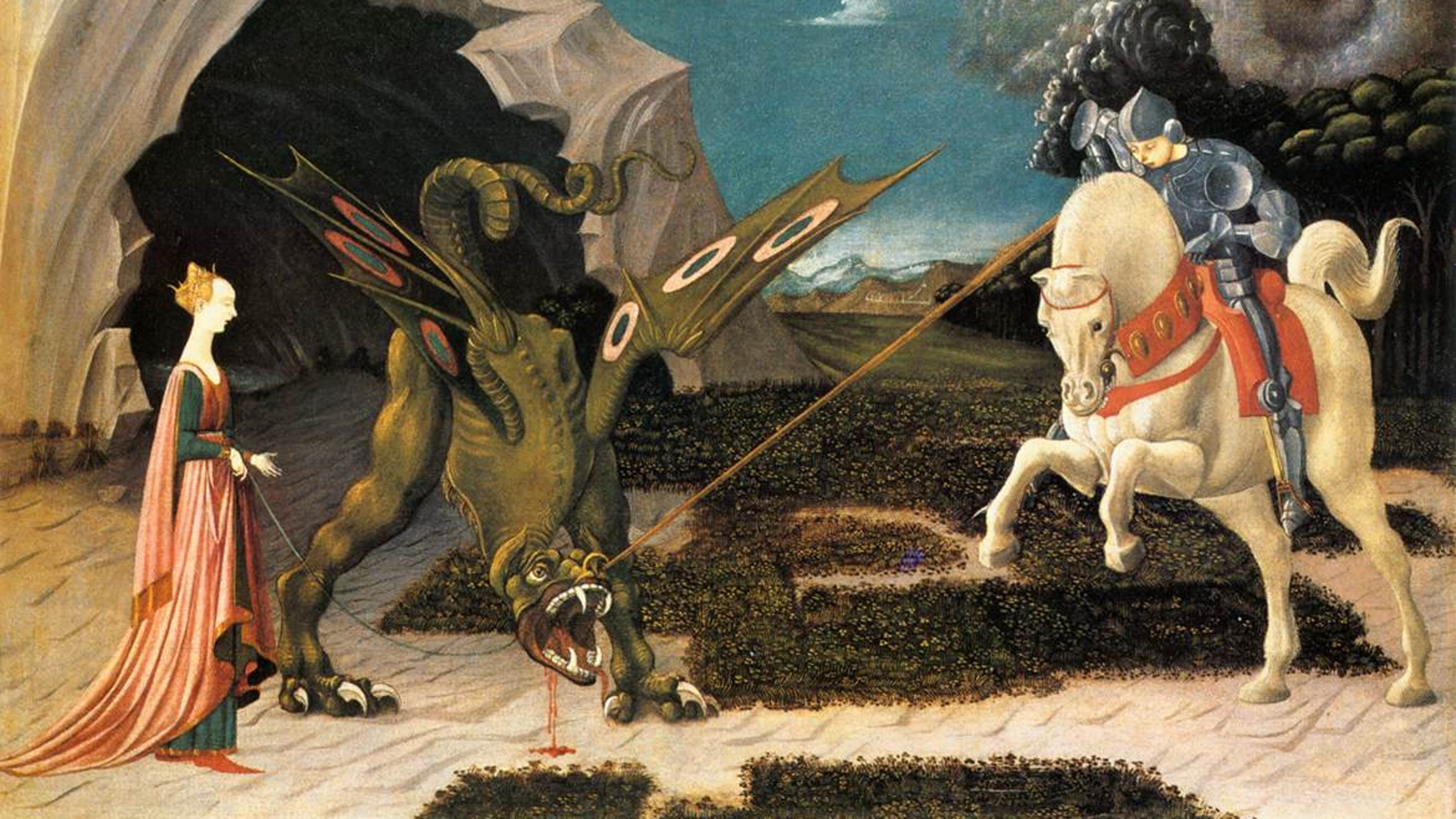 St. George and the Dragon as depicted in a 15th century painting