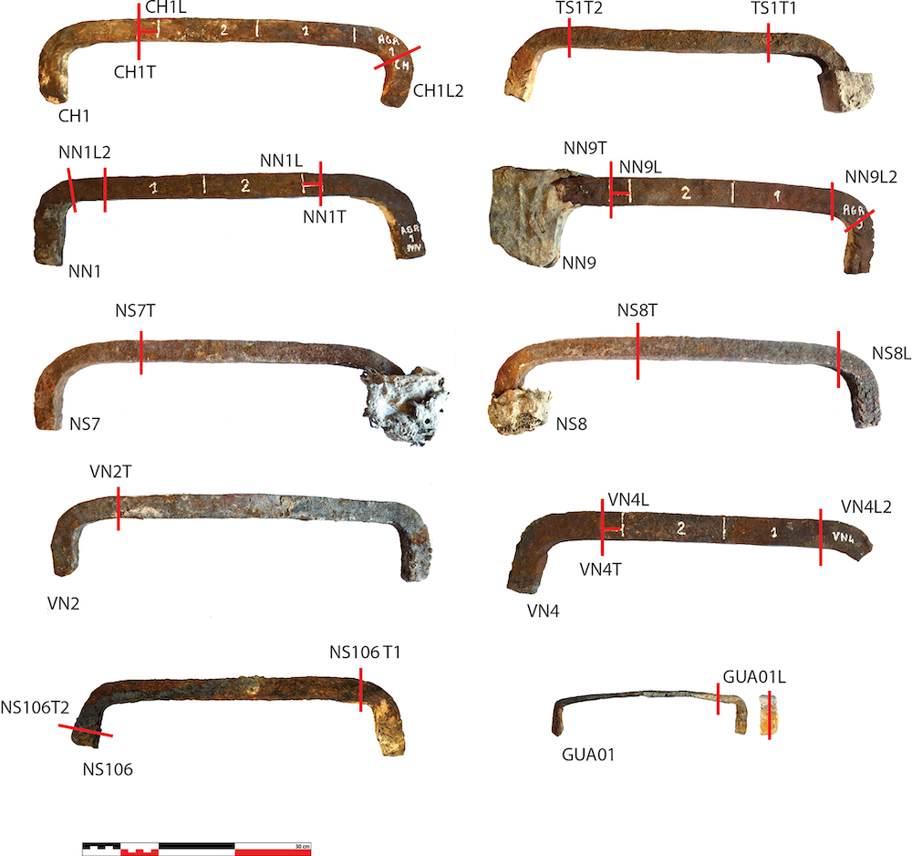 a bunch of different types of metal handles.