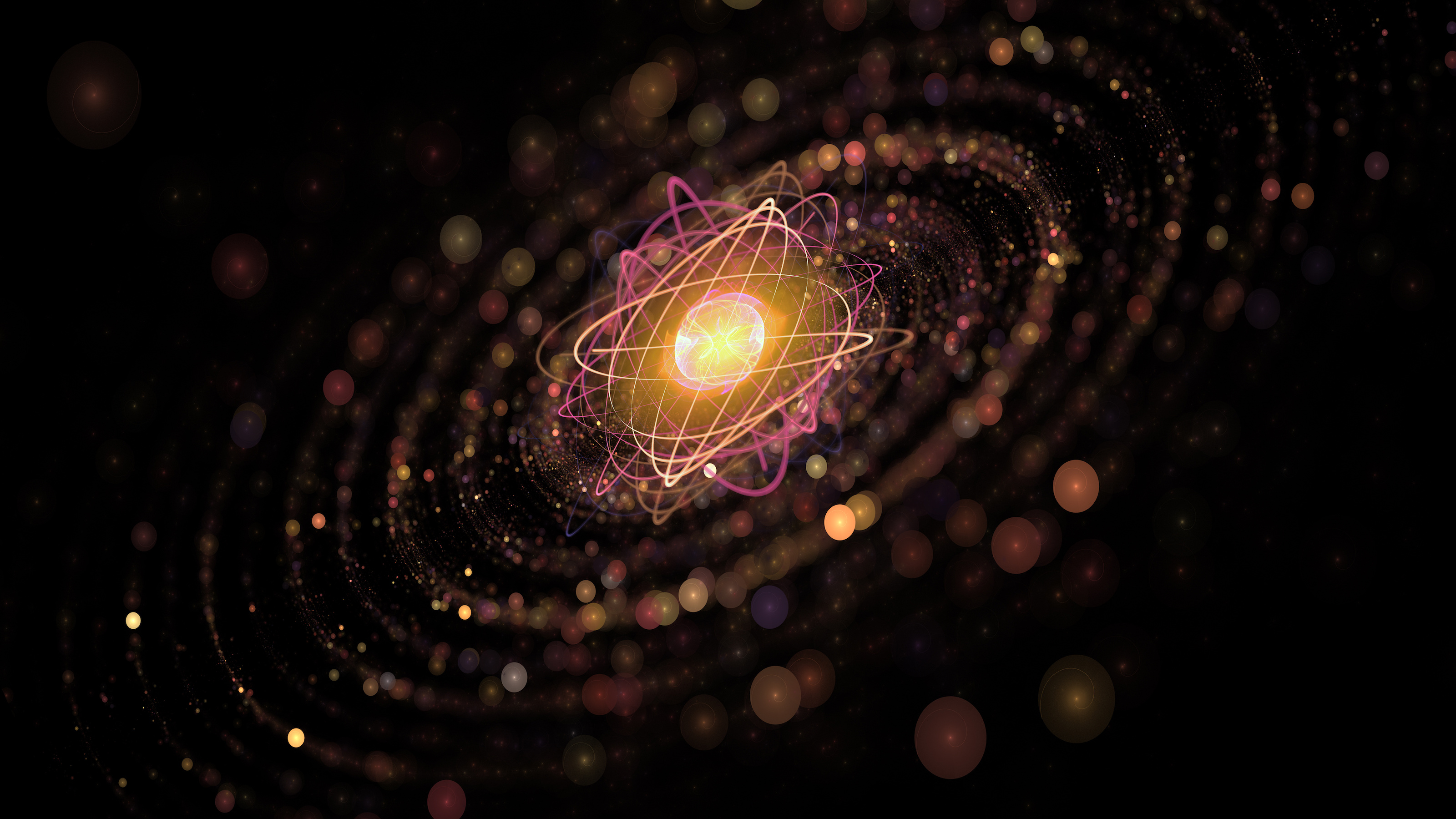 a black background with circles and a star in the center.