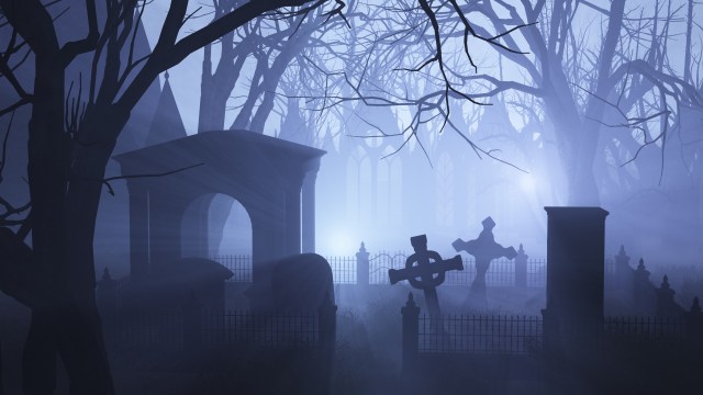 a spooky graveyard