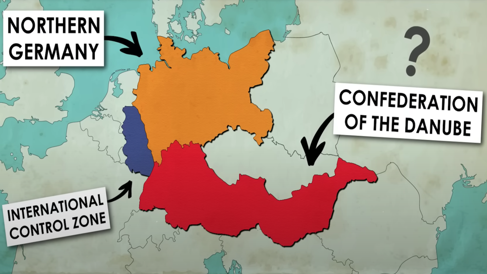 a map of germany with a question mark on it.