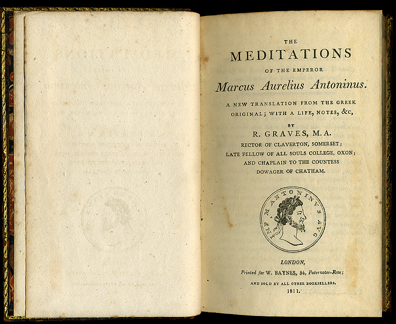 A 1811 copy of the Meditations by Marcus Aurelius