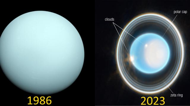Uranus 1986 Voyager 2 2023 JWST