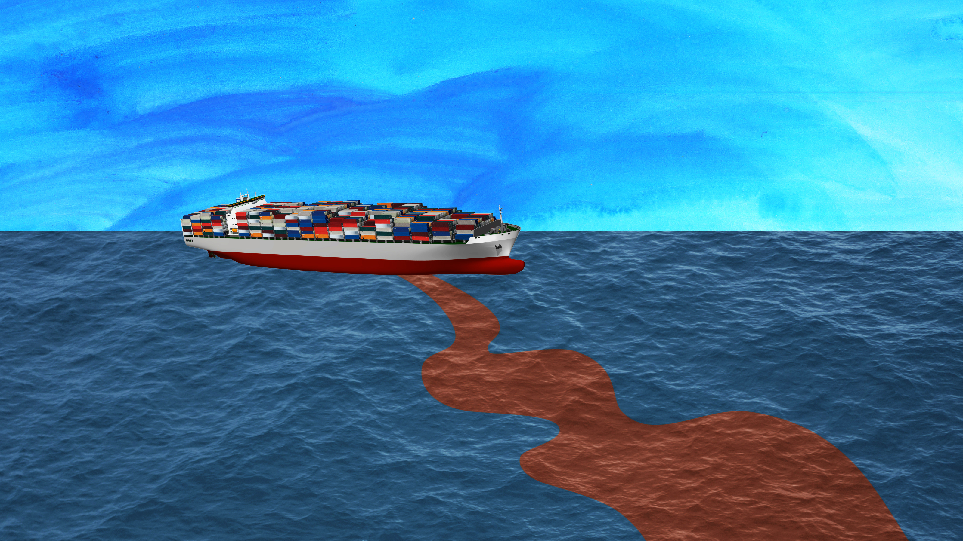 a painting of a boat floating in the ocean.