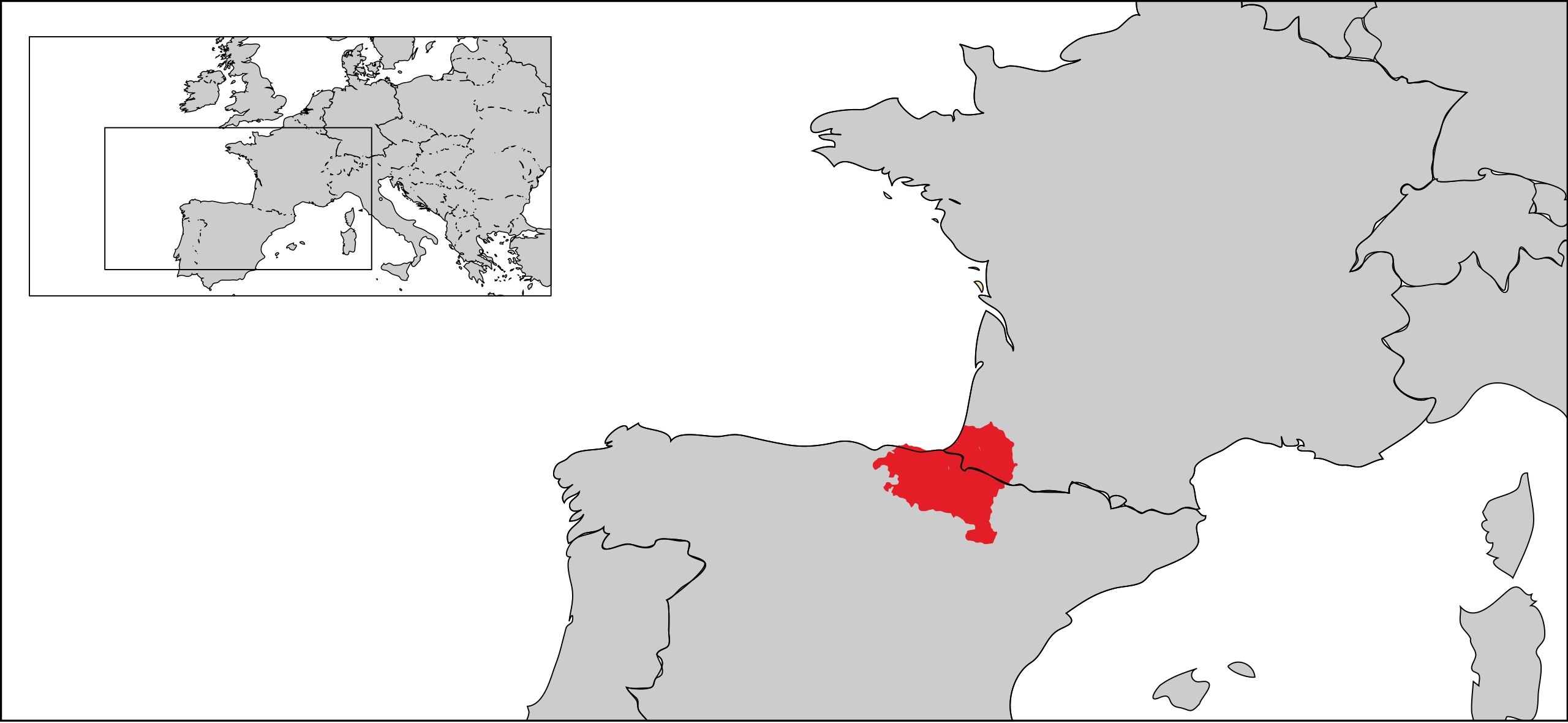 a map of the country of france with a red area highlighted.