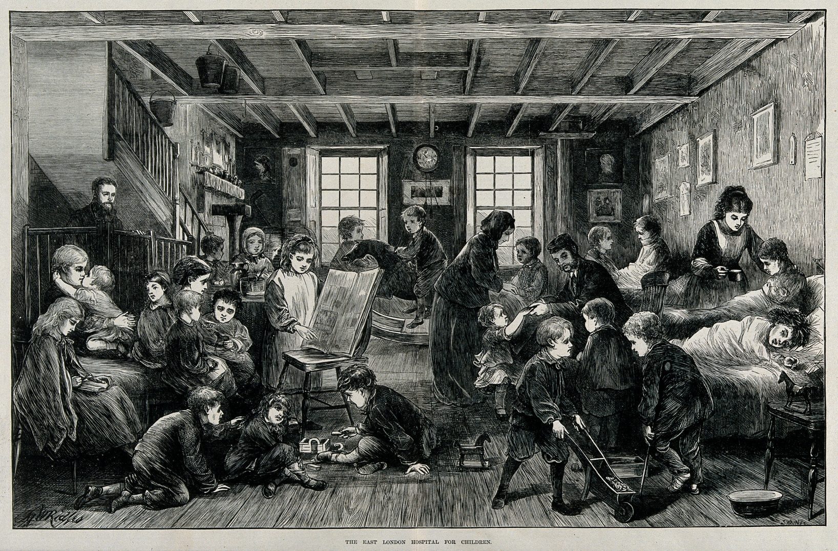 Children playing in an East London hospital circa 1872.
