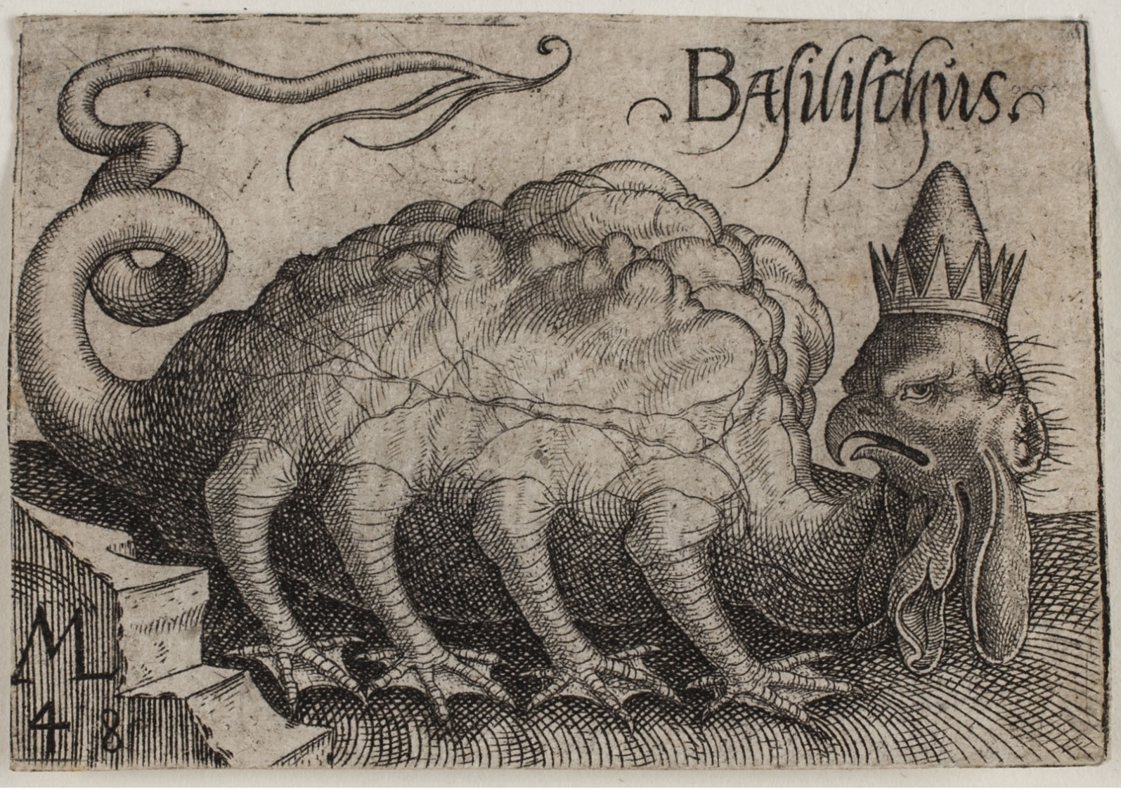 a drawing of an animal with a crown on its head.