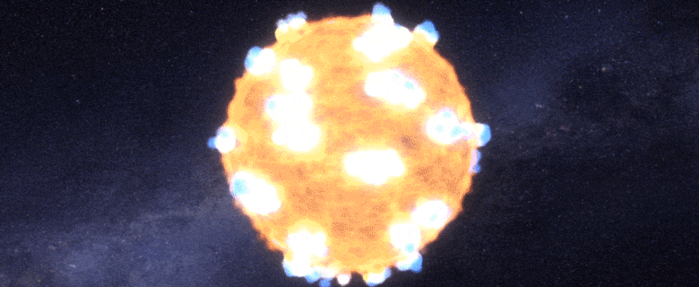 Una onda de choque estelar explosiva se desarrolla a partir de la gigante roja