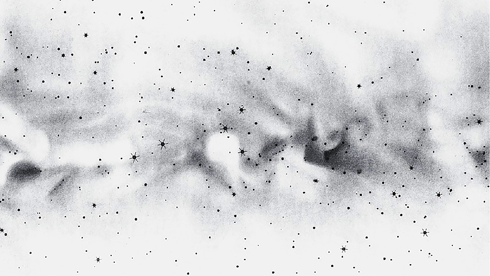 a black and white photo of stars in the sky.