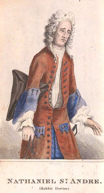 a drawing of a man in a red coat.