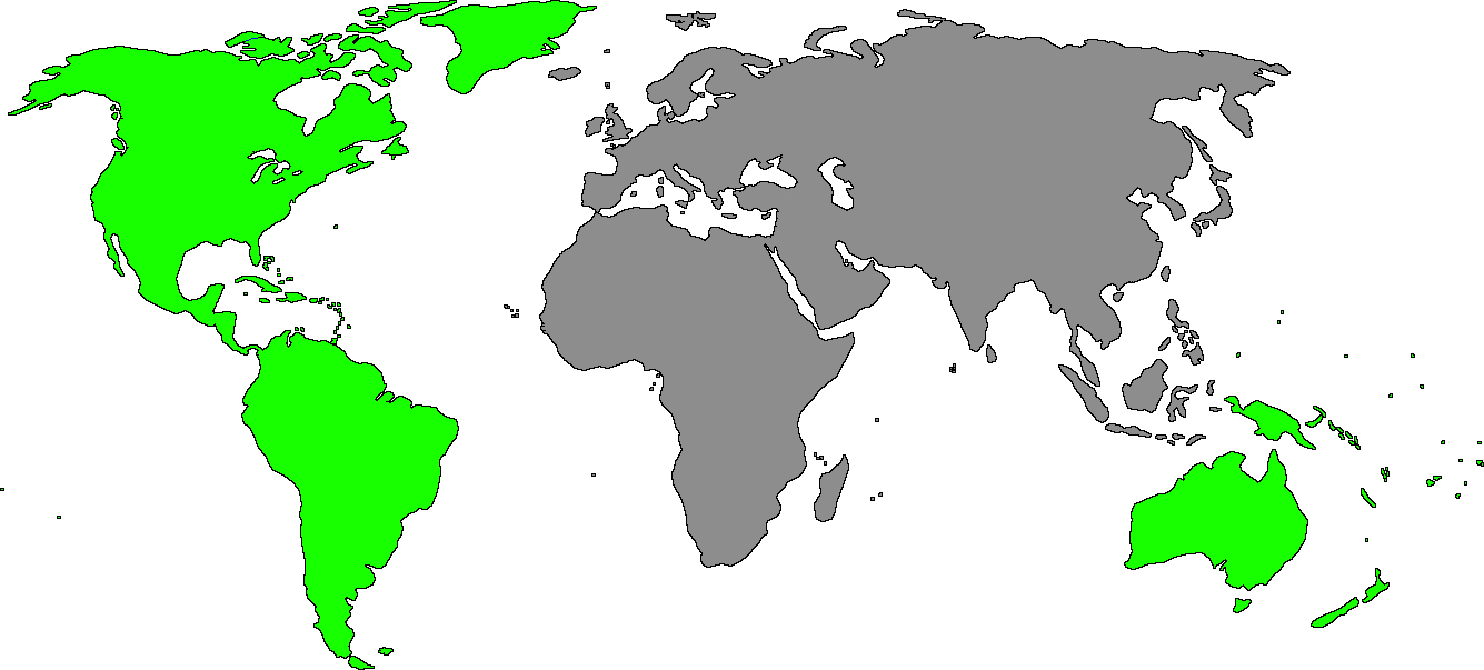 A map of the world with green and gray colors.