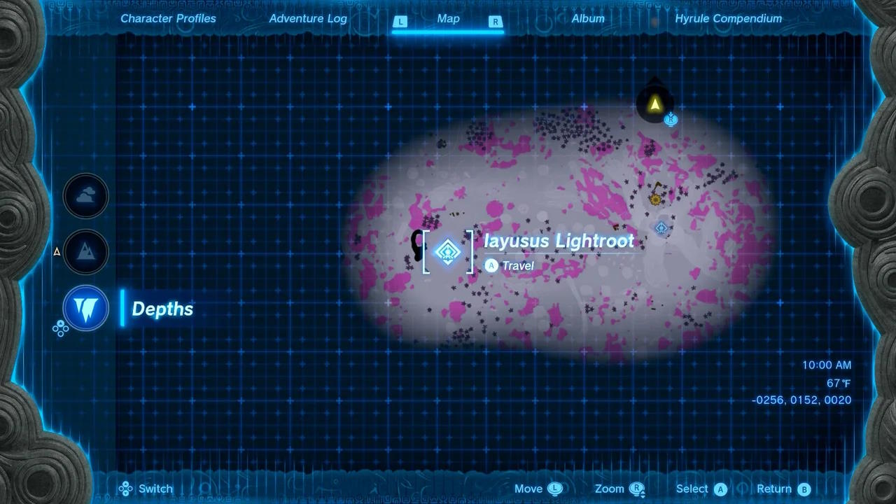 zelda TotK depths lightroot map