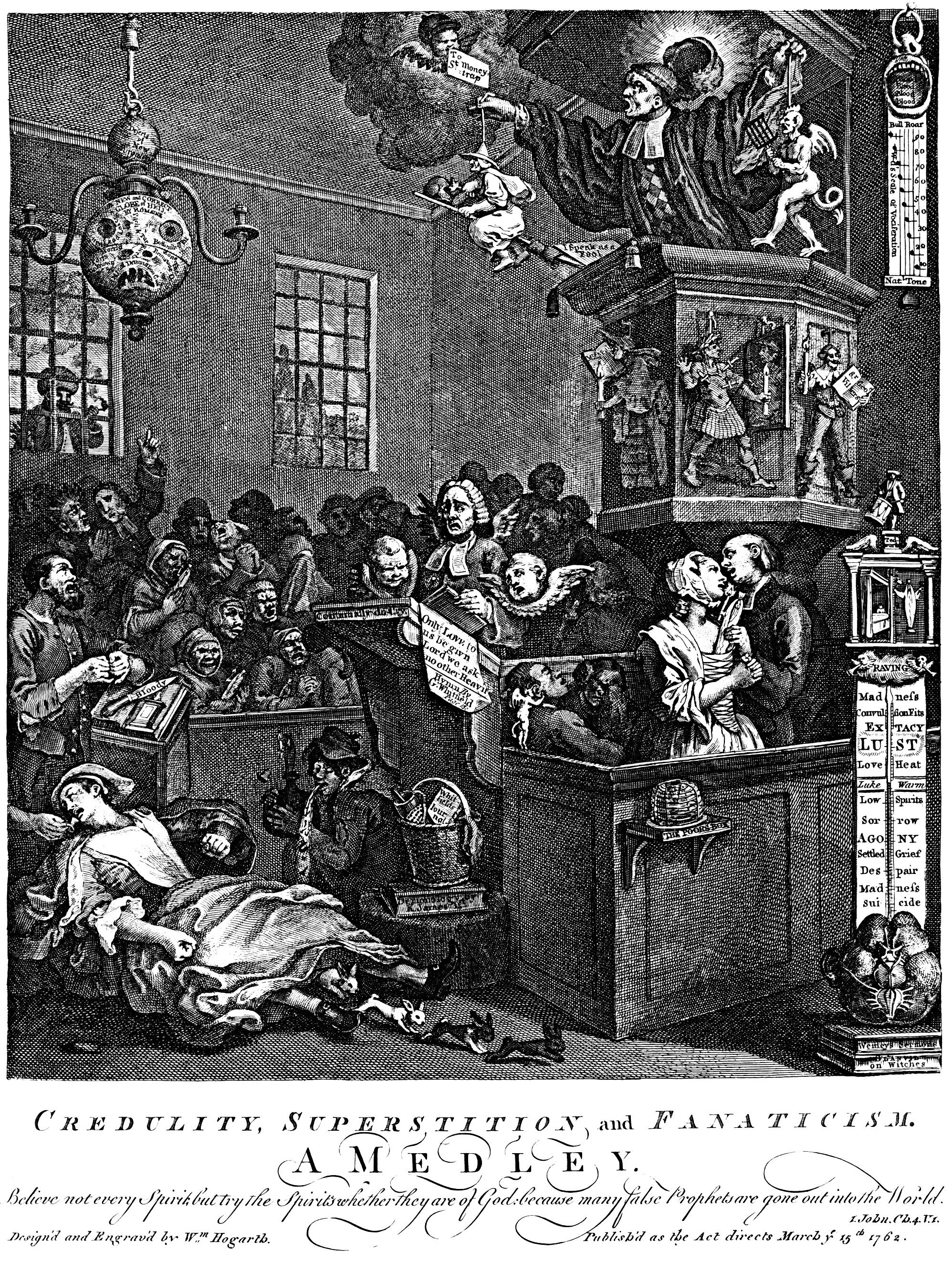 a black and white drawing of a room full of people.