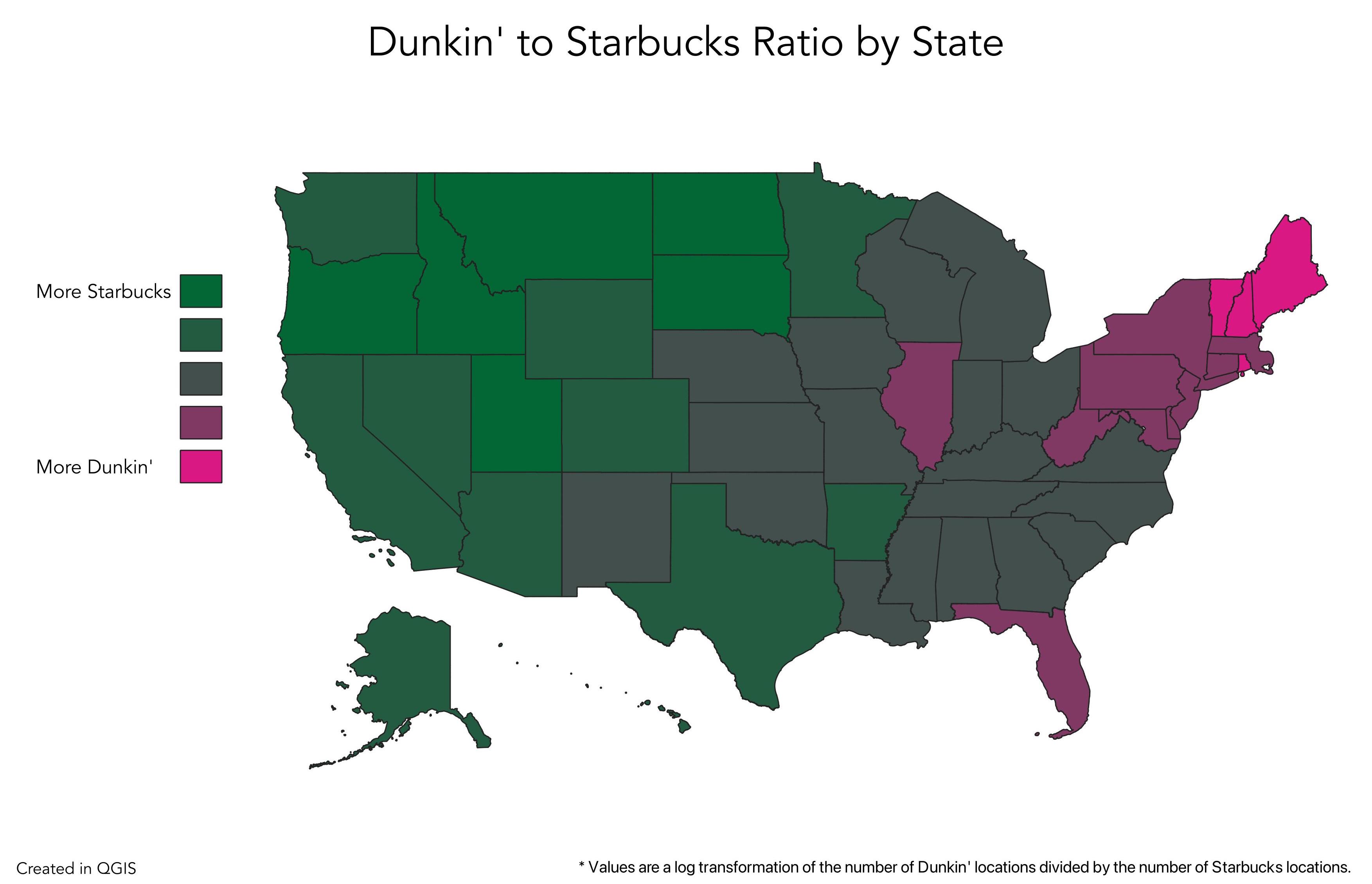 dunkin's starbucks rate by state.