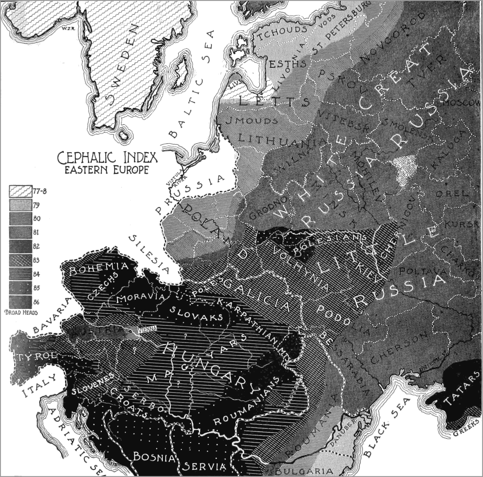 A black and white map of europe.