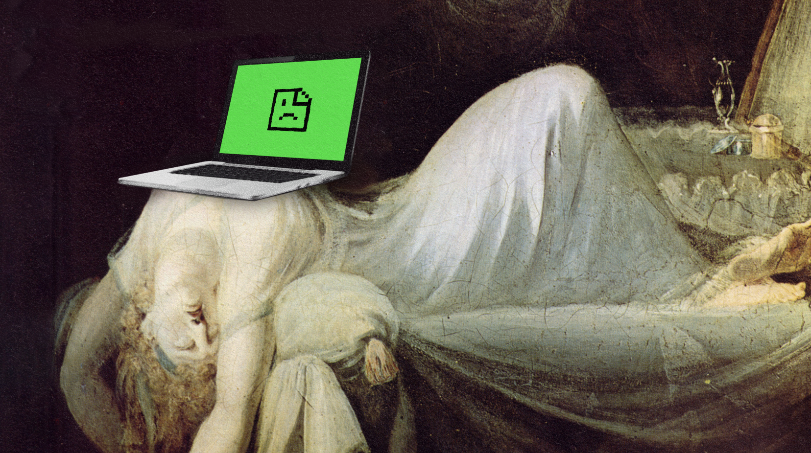 A woman reclining on a bed with a laptop, illustrating Gall's Law.