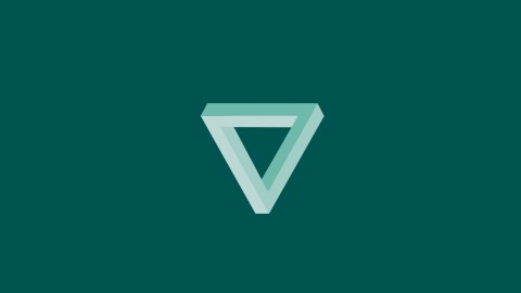 A successful green triangle logo on a dark background.