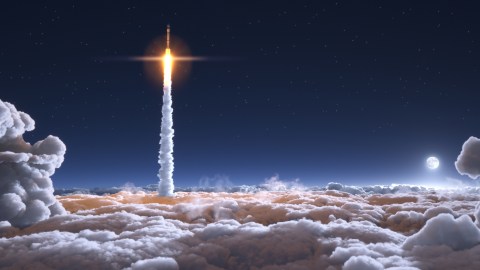 A challenger brand's rocket launch in the clouds.