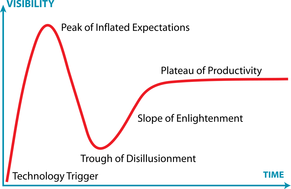 A diagram showing the phases of a product's life cycle.