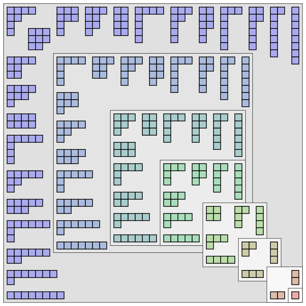 A diagram of a floor plan with different colored squares that symbolizes the meaning of 42.