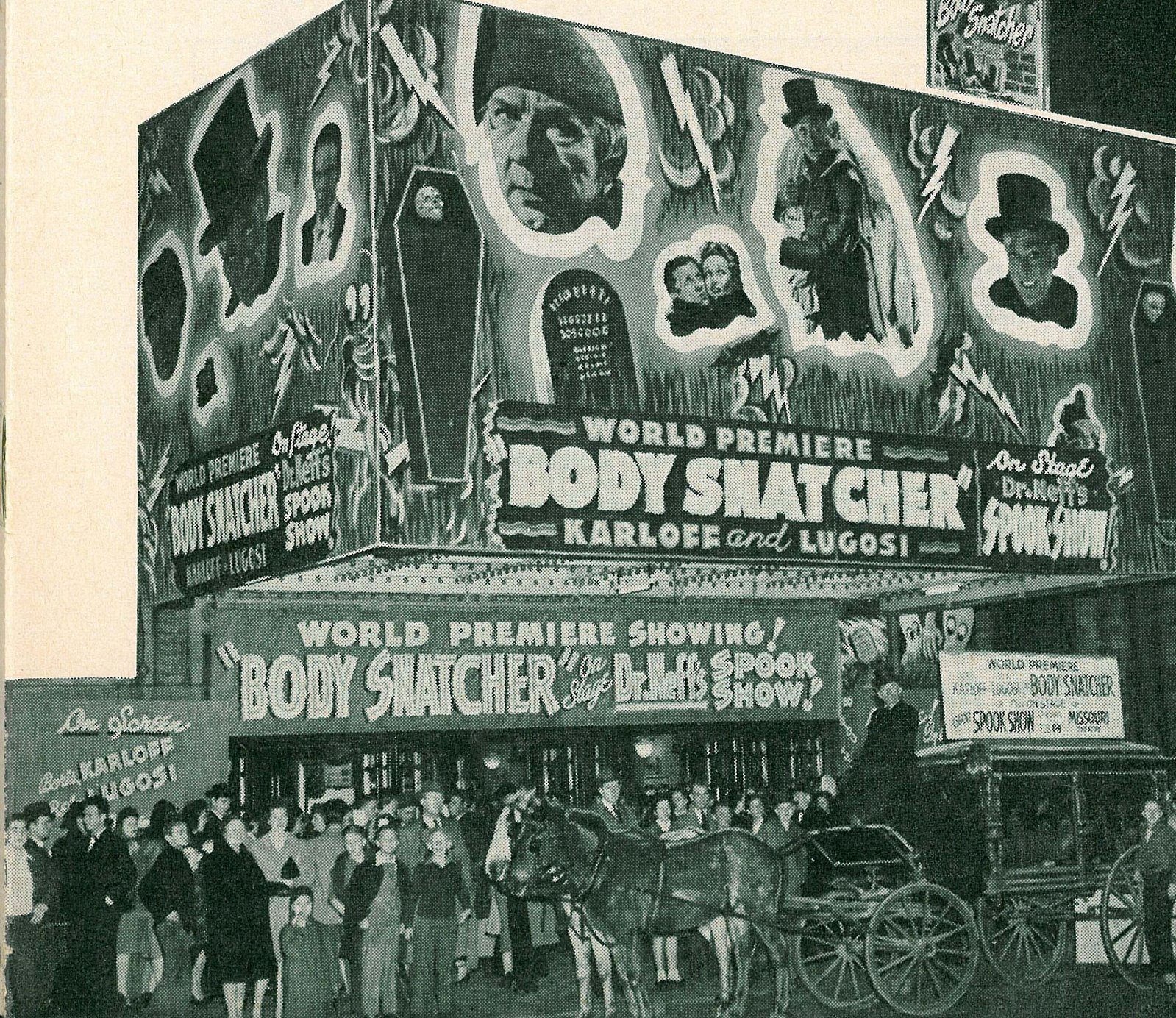 A black and white advertisement for a movie theater.