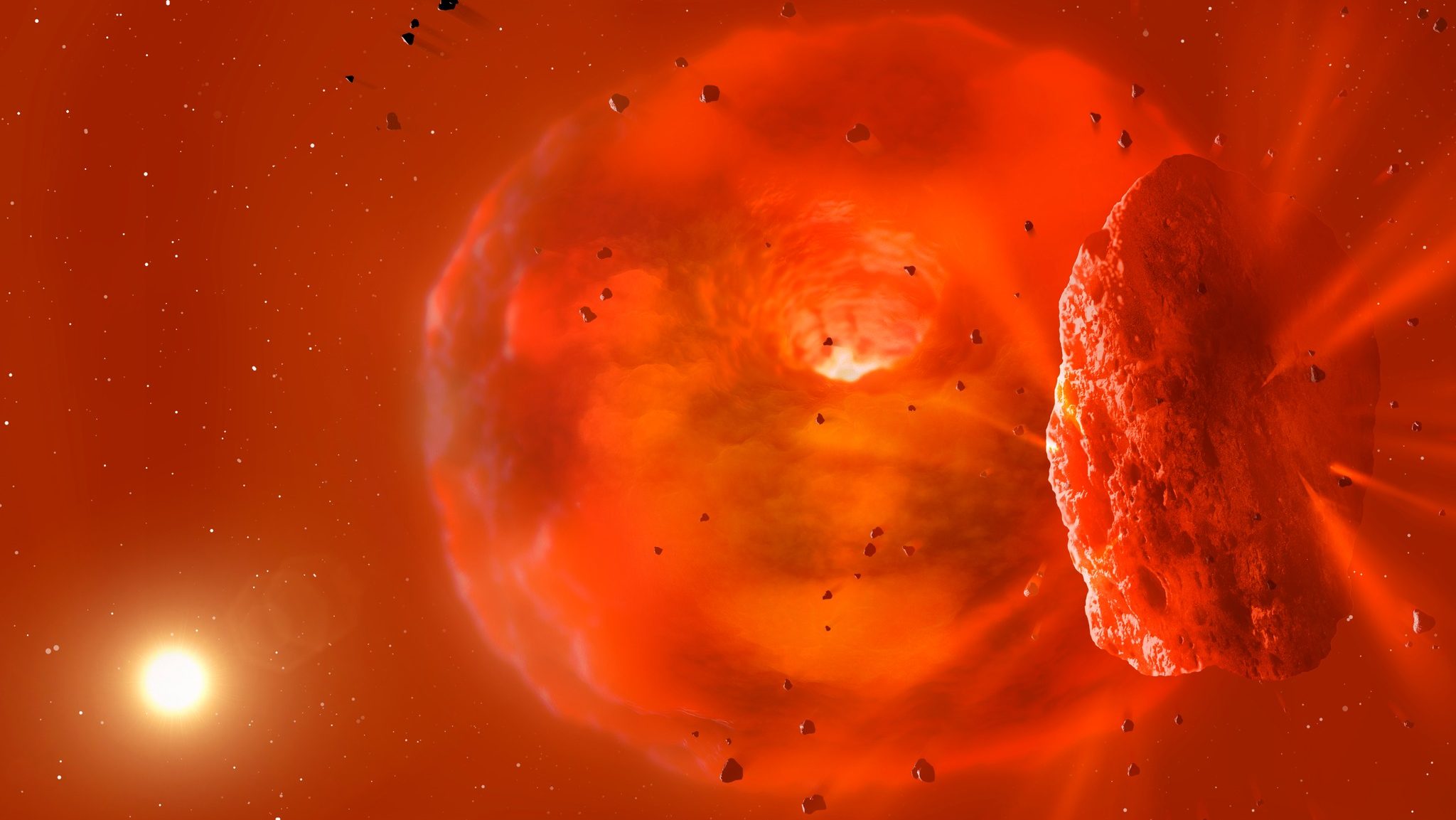 An artist's impression of a planet collision.
