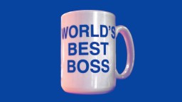 A coffee mug with the words world's best boss on it.