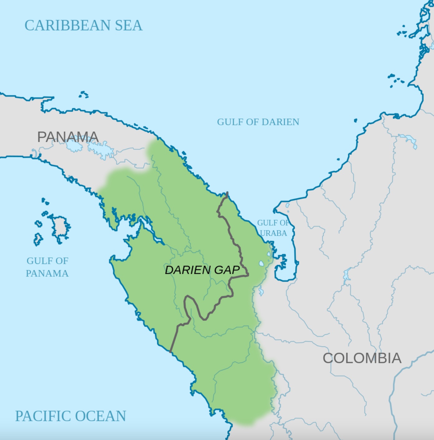 A map highlighting the pan American highway and the location of Panama.