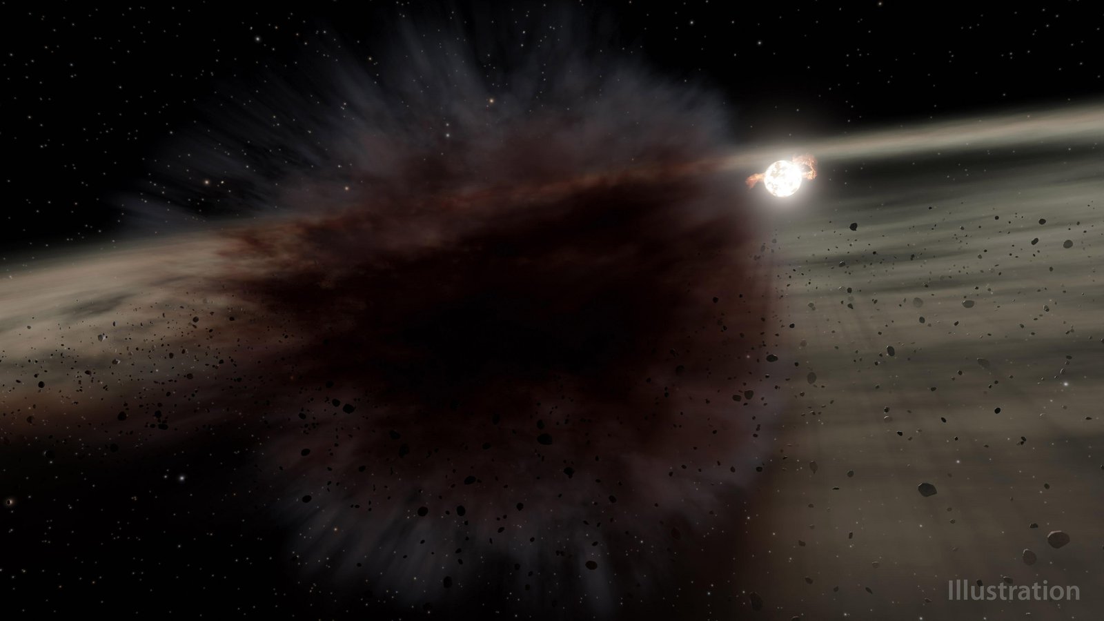 planetary collision dust cloud