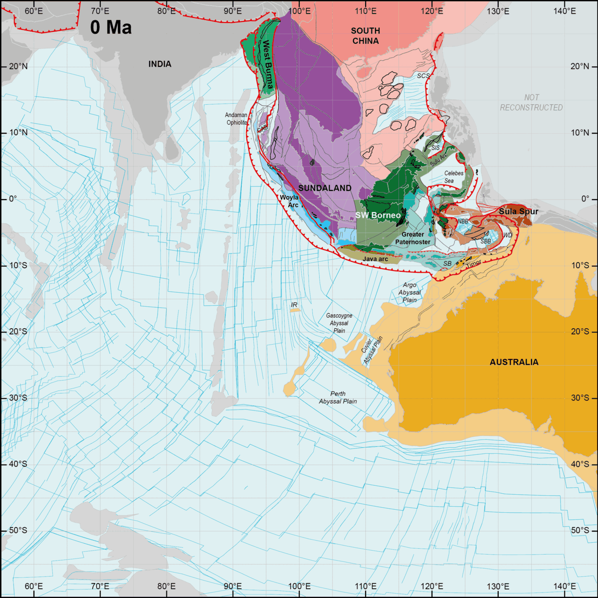 A map showing the location of the pacific ocean.