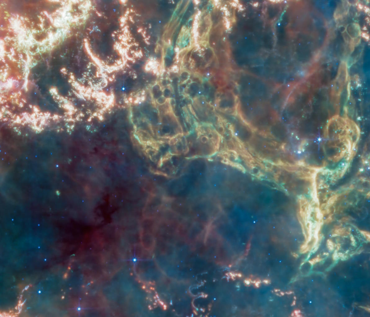 Centro de detalle de remanentes de supernova JWST MIRI Cas Cassiopeia