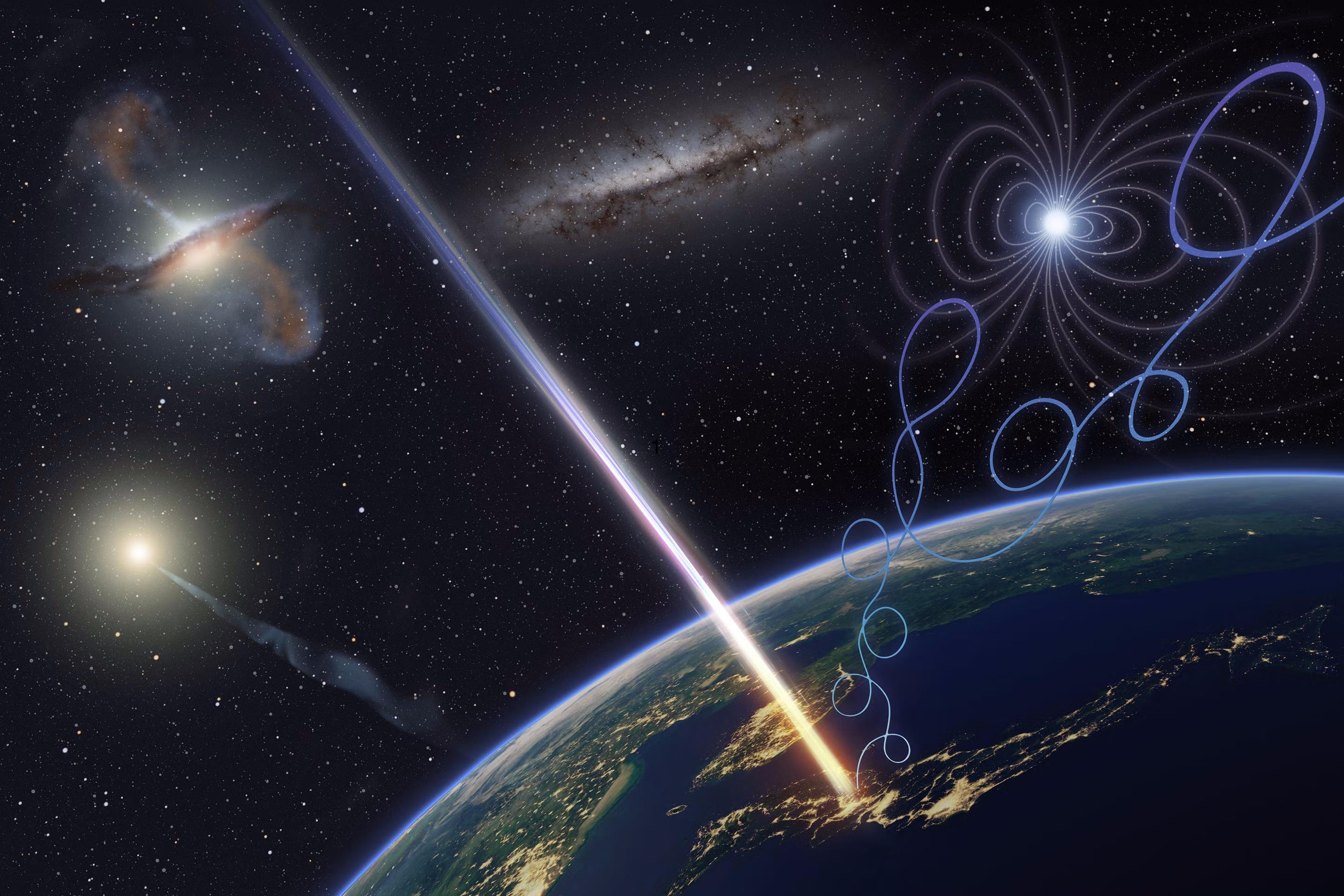 An artist's impression of an ultra high energy cosmic ray.