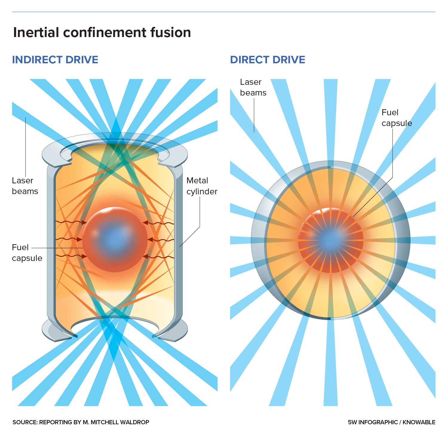 A diagram of an internal condenser fusion and an external condenser fusion.