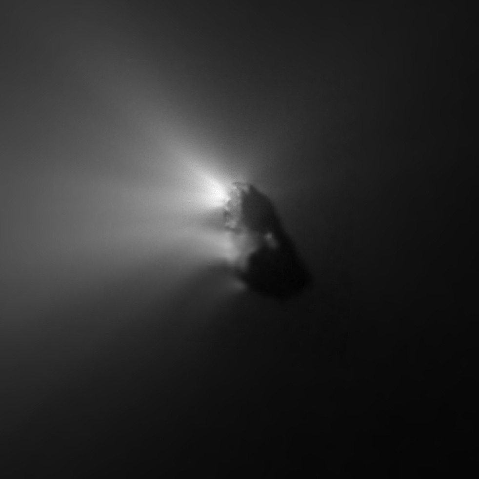 Gros plan sur le noyau 1P de la comète Halley ESA Giotto en 1986
