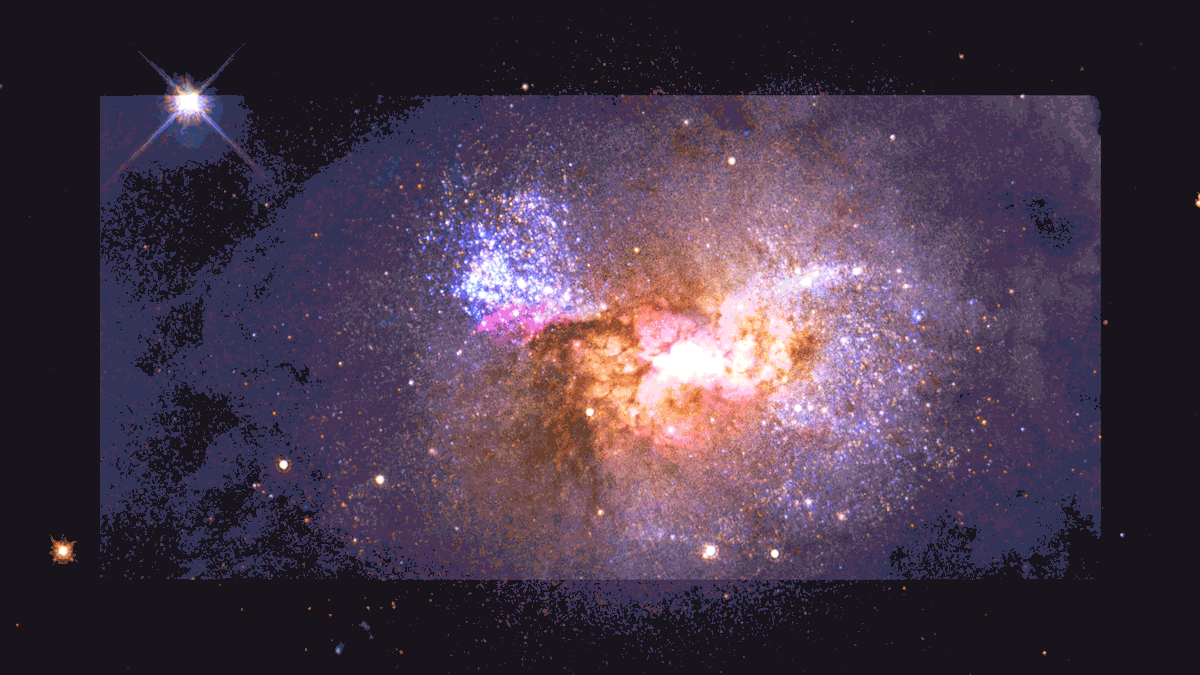A vibrant image of a galaxy with clusters of population II stars, showing second-generation stars in various colors against the backdrop of space.