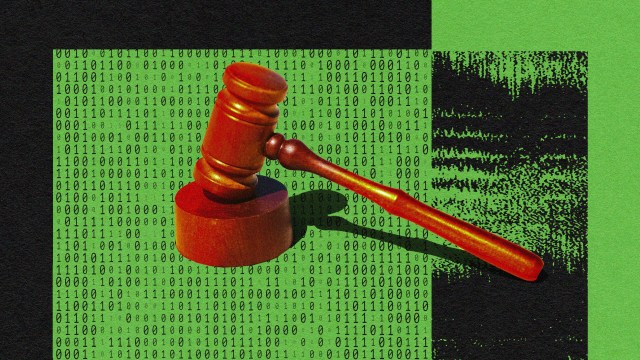 A gavel on top of a green and black background, symbolizing the regulation of AI.
