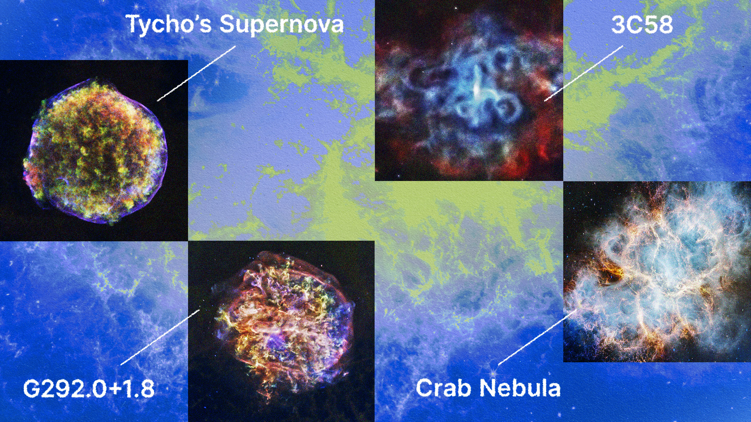 Four different images of supernova remnants from NASA's Chandra X-ray observatory